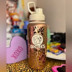 Buc-ee's Leopard Print Water Bottle - Rose Gold